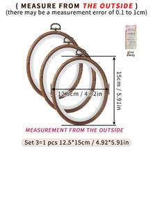 3 حلقات تطريز بنمط خشبي بيضاوي على الطراز القديم لل- DIY، إطارات تطريز، إطارات تنجيد، حلقات معلقة لصنع حلم، متوفرة ب- 6 أحجام، مصنوعة من ABS و PVC مع خطافات معدنية لديكور المنزل والهالوين والكريسماس والمفاتيح والحقائب والمكاتب والسيارات، تشمل 16 إبرة