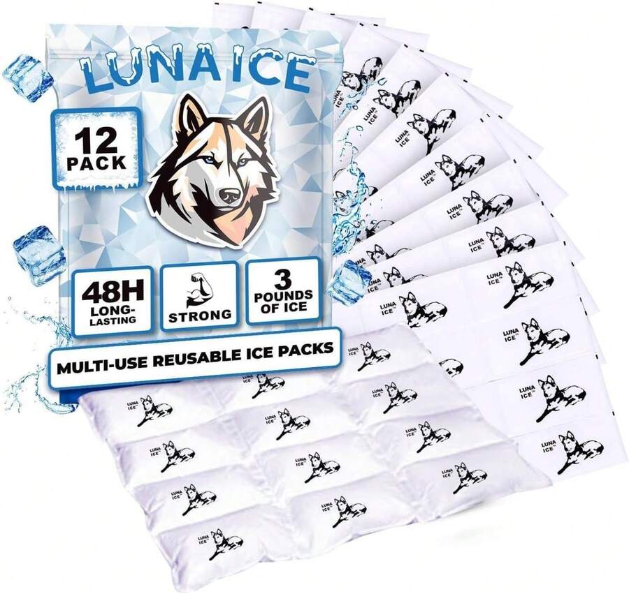 Ice Pack Bulk-Dry Ice For Shipping Frozen Food-Lunch Box Ice Packs-3 Pounds-24+Hours-Slim 15x12in/5x3in-Reusable Ice Packs-Freezer Packs-Ice Packs Shipping-Dry Ice Packs For Shipping-12 Pack- - Multicolor - View 1