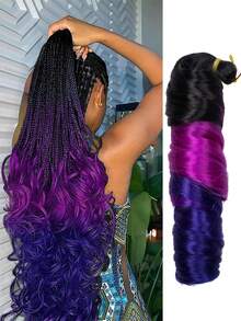 1 Pack Synthetic French Curls Black Blue Pink Brown Spiral Curls Crochet Braids Hair High Heat Loose Wave Curls Weave Hair Extensions For Women And Kids Daily Holidays And Cosplay Christmas New Year Carnival Music Festival Braided Hair... - Multicolor - View 14