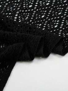 1件装女士新款纯色三角流苏针织围巾，素色针织三角披肩，秋冬季连衣裙搭配 - 駝色 - 查看 6