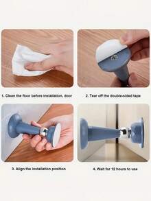 1/2pcs Door Stopper, Adhesive Door Stopper, Wall Protector, Easy Installation Without Drilling - Multicolor - View 4