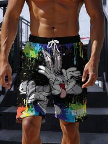 1 Stück Herren Mode lose 3D-Muster Kordelzug Cargoshorts, leicht & atmungsaktiv, lässiger Heimatstil, geeignet für Straße, Laufen, Wandern, Camping, Reisen, Strand, Party & Urlaubsgeschenke