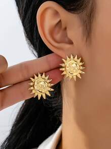 1 pieza Pendientes tipo botón con tema minimalista de océano, aptos para uso diario, fiesta, vacaciones en la playa, boda, baile de graduación y talla grande