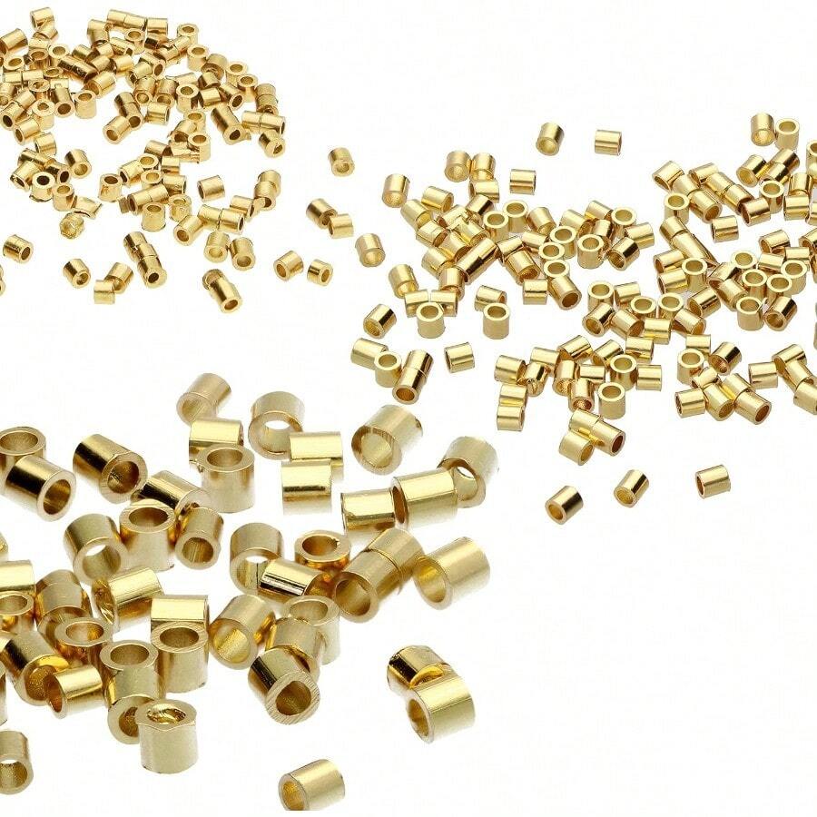 Beadsmith 3 Size Variety Pack Gold Plated Crimp Tube Beads 475 Total - Plaquedeoro - Ver 1