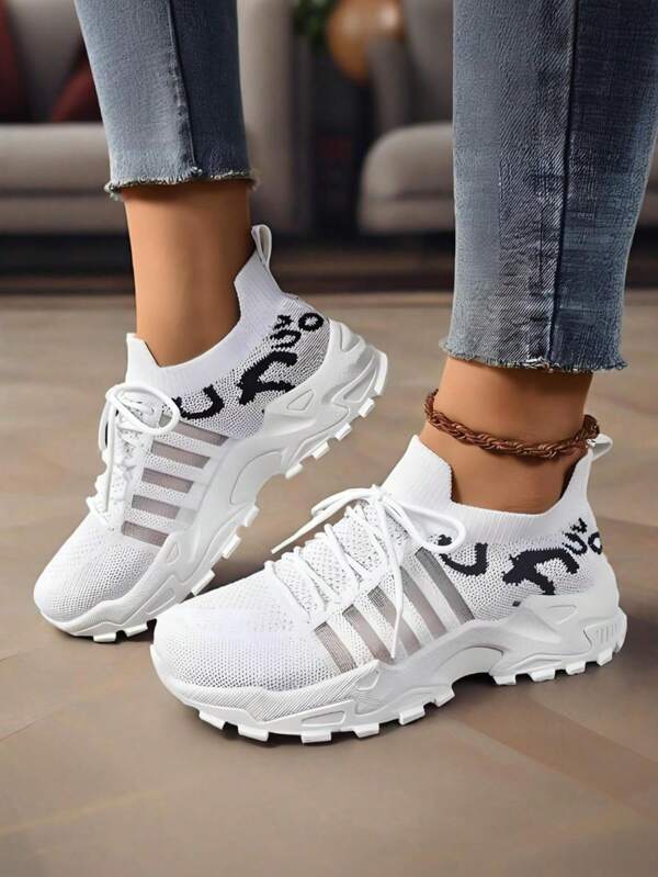 1 Pair Women's Casual Sports Sneakers, Breathable & Lightweight, Fashion Versatile Daily Wear, Anti-Slip & Durable, Soft & Breathable