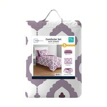 7-Piece Reversible Bed In A Bag Comforter Set With Sheets, Blue Floral, Queen - Geo Ungu - View 10