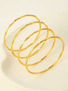 Set de 4 pulseras tipo brazalete vintage trenzadas de 3 hilos, chapadas en oro de 24k, aptas para uso diario, bodas, reuniones y regalos festivos
