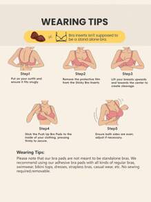 1 Paio di Reggiseno Adesivo Biadesivo, Riutilizzabile, Impermeabile, Cuscinetti per il Seno Autoadesivi con Sollevamento Istantaneo e Scollatura Aumentata, Adatto per Bikini, Costumi da Bagno, Abbigliamento Sportivo, Reggiseni Senza Spalline, con 10 Pezzi di Coperture Monouso per Capezzoli Boomba