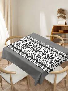 1pc Floral Retro Printed Tablecloth, Modern Polyester Rectangular/Round Waterproof Tablecloth, Digital Retro Printing Design Suitable For Living Room, Outdoor Dinner Table, Small Round Table - Multicolor - View 13