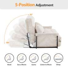 MAXYOYO Adjustable Floor Sofa With Pillows, Multifunctional Bean Bag Bed, 5-Position Foldable Lazy Sofa Bed With Armrests, Multifunctional Floor Seat For Reading, Watching TV And Resting - Beige - View 4