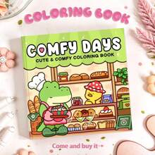 Comfy Days: Coloring Book For Adults Featuring Super Cute Animal Characters In Cozy Hygge Moments For Relaxation (Cozy Spaces Coloring),Children's Gifts, Cute Cartoon Coloring Books,A Great Gift For Father's Day, Mother's Day, And Children's Day,The Pattern Is Exquisite And The Lines Are Clear,Picture Book,Back To School.School Supplies