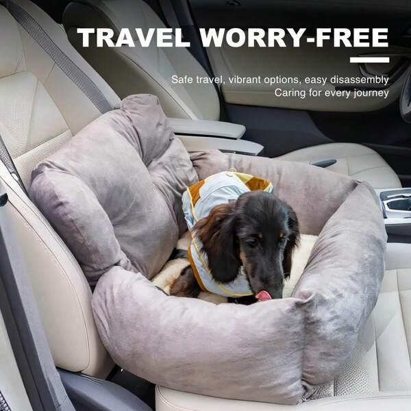 HazoWill Autositz & Reisebett für kleine Hunde und Katzen, sicherer Erhöhungsaufsatz mit rutschfester Basis & verstellbaren Gurten, leicht, faltbar, Multifunktions-Design, stilvoll, gemütlich & sicher für Autofahrten oder Zuhause