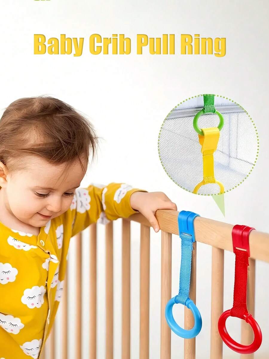 1/2 buah - Cincin Tarik Bayi untuk Tempat Bermain Bayi, Cincin Tarik untuk Ranjang Bayi, Alat Bantu Latihan Berjalan Bayi, Alat Bantu Berdiri di Tempat Tidur untuk Bayi dan Balita. - MultiWarna - View 1