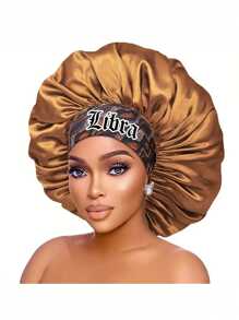 1 pezzo Cuffia in satin con stampa personalizzata delle 12 costellazioni, ampia fascia elastica, cappello da notte, cuffia per doccia, accessori per capelli e prodotti per parrucchiere, salone di bellezza, articoli da viaggio essenziali