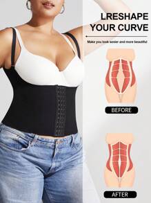 1 pieza Moldeador corporal talla grande para mujer que da forma a la cintura, con sujeción micromodelada de los senos, cierre del vientre y cintura delgada, para mujeres de talla grande