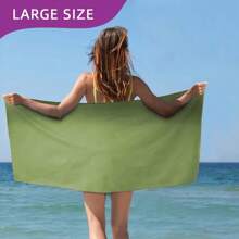 2/1 pieza Toalla de playa de microfibra súper absorbente, toalla de baño de secado rápido para natación, toalla de playa de felpa suave de doble cara de secado rápido, toalla portátil de unicolor, toalla de yoga, fitness y deporte, artículos esenciales de playa, accesorios de playa, flotador de piscina