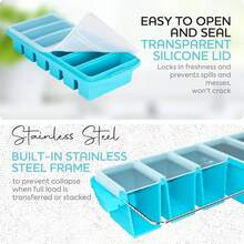 1/2 Cup Silicone Freezer Tray With Lid - Silicone Freezer Molds 2-Pack For Meal Prep & Freezing Of Various Sauces And Other Dishes, Makes 12 Perfect 1/2 Cup Portions Cubes,Oven And Dishwasher Safe - 彩色 - 查看 5