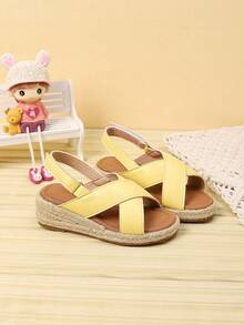 1 Pair Cute Gold Rope Sole Open Toe Sandals, Breathable Comfortable Fashionable Low-Top Versatile Shoes - Yellow - View 6