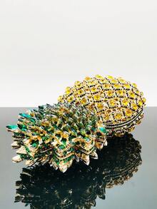 Mini Pineapple Shaped Crystal Evening Clutch, Luxury Fruit Design Party Handbag, Novelty Rhinestone Handheld Bag, Handmade Crystal/Diamond Clutch With Metal Chain, Suitable For Parties And Galas, Exquisite Gift Box Packaging, Makes A Great Gift - Multicolor - View 8