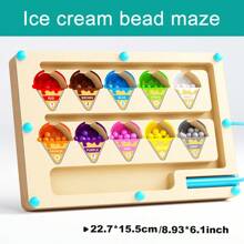 Laberinto magnético de color y número, rompecabezas magnéticos de madera con dinosaurios y helados, juguetes Montessori, actividades para niños pequeños de conteo y clasificación de colores, desarrollo de habilidades motoras finas, juguetes educativos para preescolares, regalo de Acción de Gracias, Navidad y Pascua