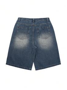 INFLATION Herren gewaschene schräge Tasche Lässig Jeans Shorts