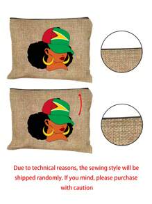 Lightweight Handbag And Matching Makeup Bag - Made Of Waterproof And Easy To Clean Fabric, With A Hat And The "" Letter Pattern For Women, Suitable For Shopping, Travel, Beaches, Teacher Thank-You Gifts, And Women's Linen Large Capacity Handbags. Innovative Design And Large Capacity Make It An Ideal Shopping Bag.