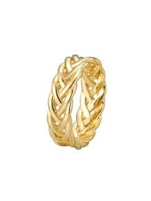 Charm-In 1 件时尚 18K 镀金镂空简约素面女士戒指，情人节礼物 - 金黃色 - 查看 2