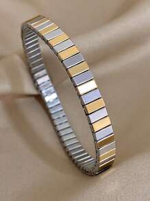 1 Stück Mehrfarbiges elastisches Armband Edelstahl Armband für Frauen Silber Armreif für Alltag, Party, Hochzeit, Geburtstag, Schmuckgeschenke