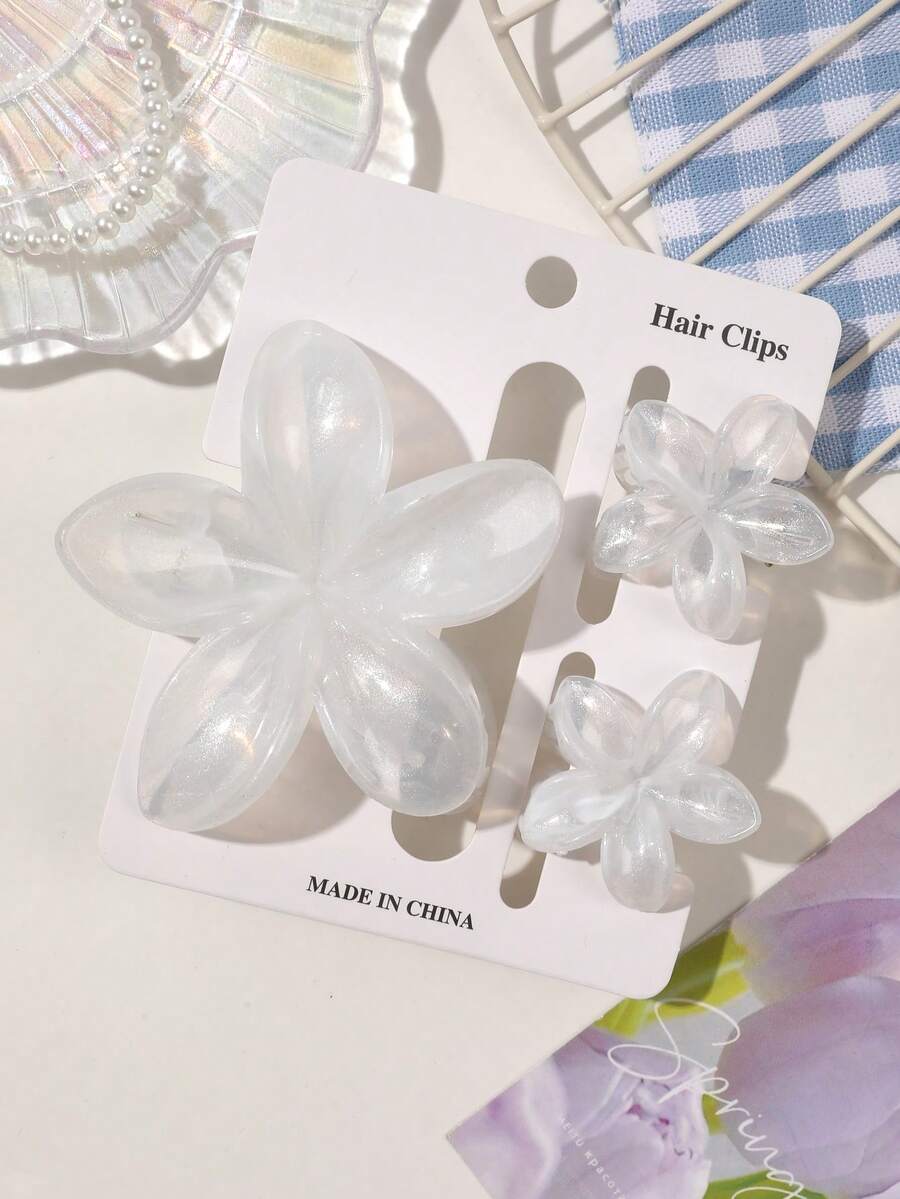 Bộ 3 kẹp tóc Boho, kẹp tóc hoa cúc màu be trong suốt chuyển màu óng ánh, lớn và nhỏ, lý tưởng cho kỳ nghỉ ở bãi biển, phụ kiện tóc thời trang xuân/hè kẹp tóc hoa Boho, thường ngày thu đông