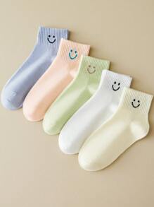 5 pares de calcetines para mujer de media caña, colores surtidos, para uso casual y diario
