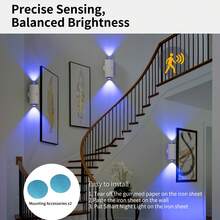 [2-Pack Magnetic LED Lights] 2pcs Dimmable Magnetic LED Motion Sensor Wall Lights, 15 Colors, Warm Amber Glow, USB/Battery Powered, Modern White Design, Suitable For Living Room, Bedroom, Hallway