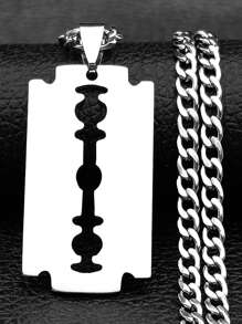 1 Peça Colar Longo de Aço Inoxidável para Homens e Mulheres, Cor Preta, Estilo Punk, Gótico, Steampunk, Grunge, Hip Hop, Joias de Colar