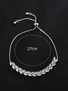 1 Peça Pulseira de Moda com Design Geométrico Incrustado de Zircônia com Formato de Oliva, Ajustável, Adequado para Mulheres, Uso Diário