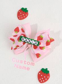 1 pièce Nœud papillon personnalisé pour cheveux en forme de fraise et pastèque pour filles, mignon et doux, accessoire d'été fruité, pince à cheveux, accessoire de vacances fraise, cadeau d'anniversaire parfait pour enfants, accessoire de cheveux avec clip alligator