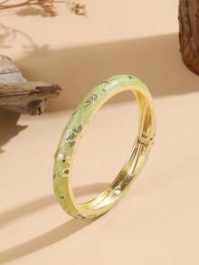 1件时尚新款波西米亚风绿色珐琅手链饰品礼品，适合女性和女孩佩戴