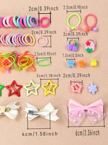 678pcs Cute Multicolor Hair Accessory Set, Including Colorful Bowknot Hair Clips, Acrylic Butterfly Hair Clips And Various Elastic Hair Bands, Girls Casual Everyday And Party Hairstyle Decorations, Suitable For All Seasons