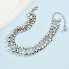 1pc Bells Tassel Rhinestone Accent Bohemian Beach Resort Anklet