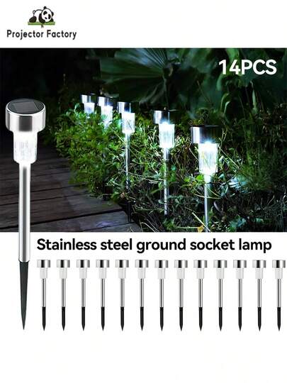 LIPETY Solar Lights Outdoor Waterproof, Garden Solar Lights,Stainless Steel LED Landscape Lighting, 6/12/14 Pack Solar Garden Lights Solar Powered, Outdoor Solar Lights For Yard, Pathway, Walkway, Patio , Lawn - ( Cold White )