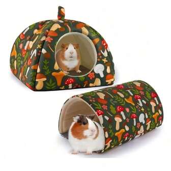 Guinea Pig Hideout, Glittme Soft Guinea Pig Bed And Tunnel, 2 Packs Washable Guinea Pig Tunnel With House Guinea Pig Accessories For Hamster, Rabbit, Bunny, Small Animal
