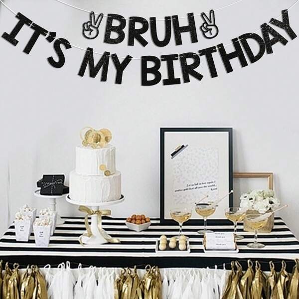 Bruh Es ist mein Geburtstag Blumen Kranz Papier Banner, keine Elektrizität erforderlich, Innen- und Außendekoration, für Teenager im Alter von 12-15 Jahren, geeignet für den Garten und das Zimmer