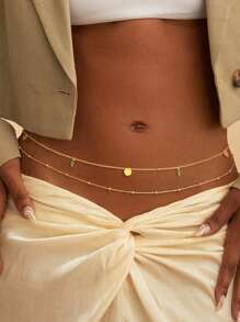 17KM 2 pièces Chaîne de taille à paillettes, bijou de corps de bikini pour femmes, vacances, rendez-vous, décontracté quotidien, accessoire de fête
