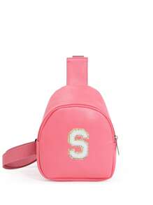 1 pieza Bolso cruzado de hombro con estampado de letras para niñas, bolso de pecho y cintura lindo adecuado para uso diario, exterior, viaje, senderismo, portátil, opción de regalo ideal