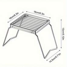 1pc Foldable Stainless Steel Outdoor Camping Cooking Rack, Suitable For Outdoor Travel, No Food Contact - Silver - View 7