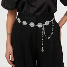 Minimalist Elegant Women's Chain Belt, Metal Waist Chain Accessory, Thick Plus Size Waistband Summer, School Fall, Autumn, Halloween - Gold - View 9