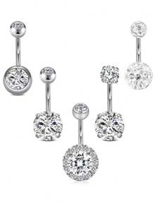 Bộ 5 khuyên rốn bằng thép không gỉ cỡ 14 10mm thanh xỏ khuyên rốn trang sức - Nhiều màu - Xem 1