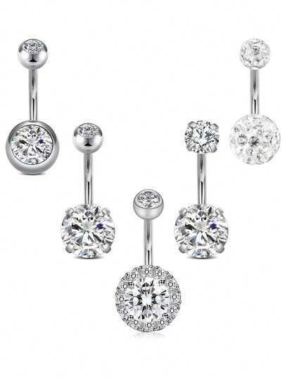 5 قطع طقم خواتم المسرة من الفولاذ المقاوم للصدأ 14 جيج 10مم قضبان سرة ثقب المجوهرات