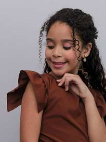 Stylish Long Jumpsuit For Children And Young People - Rust Brown - View 4