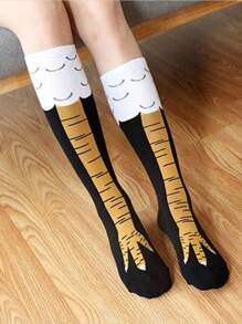 1 Par/2 Pares/4 Pares Meias Crew de Mulher com Estampa de Pato Fofa, Macia e Confortável, Design de Meia-Altura na Moda, Adequado para Feriados e Aniversários