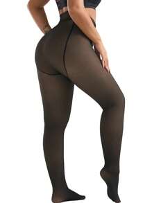 1pc 220g Women's Autumn And Winter Warm Silk Stockings, Black Long Socks Tight Pants, Bare Leg Artifact, Sexy And Cold Resistant Leggings For Business And Work In Winter, With Thick Fleece Pantyhose (Suitable For -20 ° C)