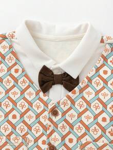 Balabala Baby Boy 2025 Newborn Jumpsuit 2 In 1 - Brown Tone - View 3